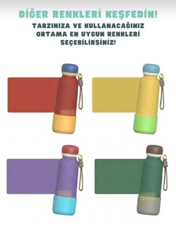 VAGONLİFE 750ml Düz Desenli Pipetli/Pipetsiz Kullanım İpli El Askılı Kaymaz Tabanlı Paslanmaz Çelik Termos