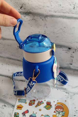 680 ML Sevimli Figürlü Matara Su Şişesi Suluk Bpa Free Çocuk Suluk Okul Suluk Astronot Suluk Lacivert