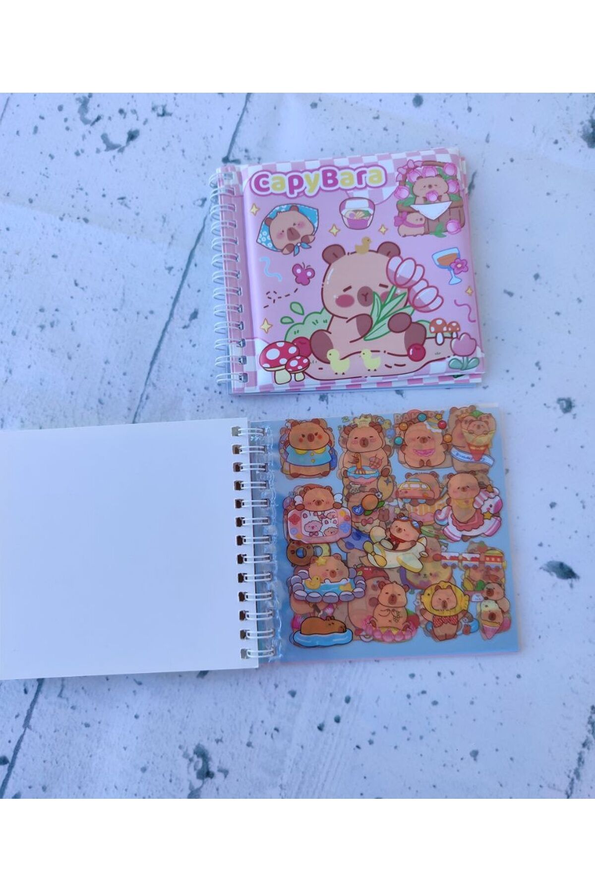 1 ADET Capybara Pofuduk Kapak Sticker (120+) Kitabı (12 Sayfa) ve To Do List