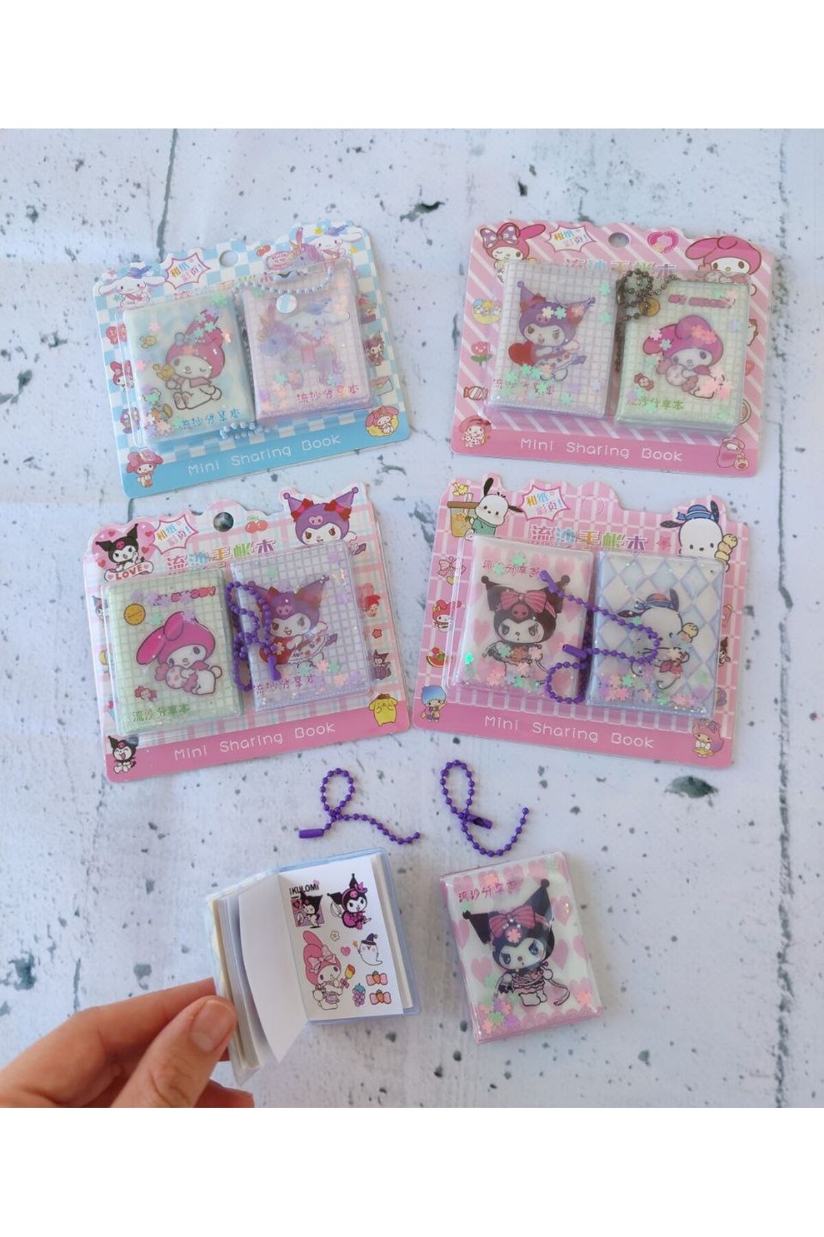 2 li Sanrio Sulu Sticker Defter Anahtarlıklı Defter