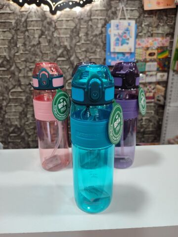 UZSPACE 600ML SİLİKON GÖVDE PİPETLİ TRITAN SU MATARASI