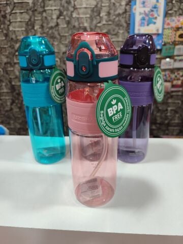 UZSPACE 600ML SİLİKON GÖVDE PİPETLİ TRITAN SU MATARASI