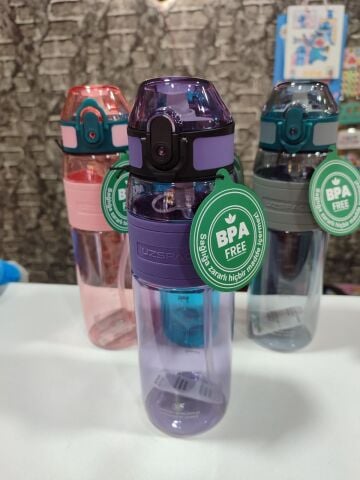 UZSPACE 600ML SİLİKON GÖVDE PİPETLİ TRITAN SU MATARASI