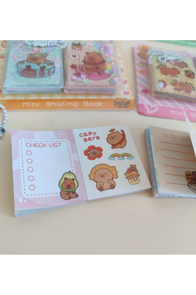 2 li Capybara Defter Sulu Pullu Defter Stickerlı Defter Anahtarlık