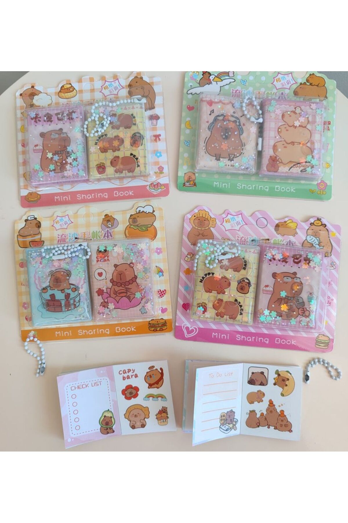 2 li Capybara Defter Sulu Pullu Defter Stickerlı Defter Anahtarlık