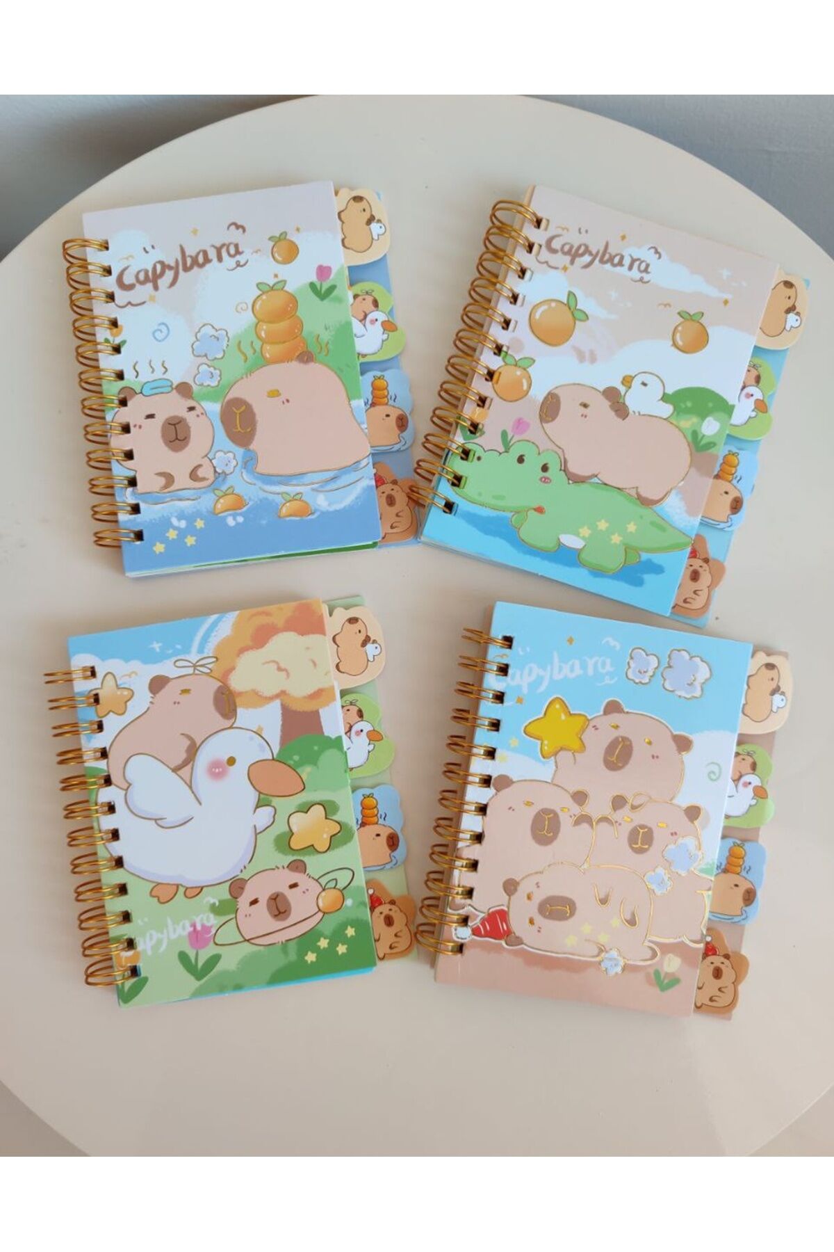 1 ADET A6 Capybara Ayıcıklı Ayraçlı Spiralli Defter Not Defteri Çizgili Defter