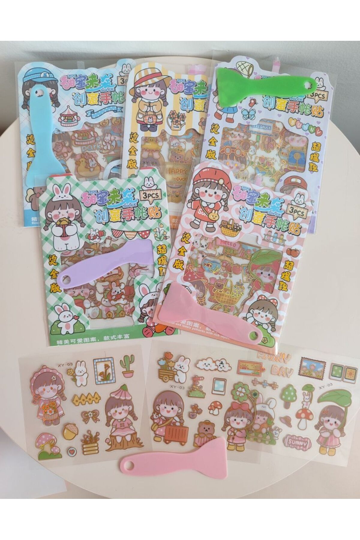 3 Paket Anime Sticker Paketi Ve Spatula