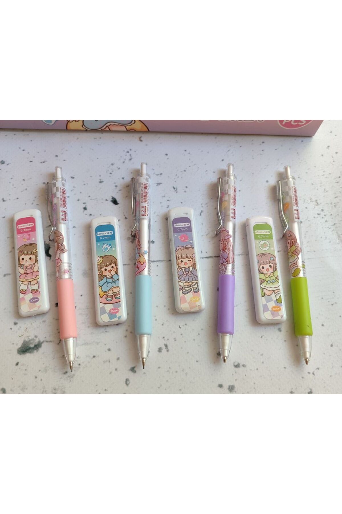 Anime Karakter 0,7 Uçlu Kalem Seti, Kalem ve Uç, 1 Adet Set Fiyatıdır