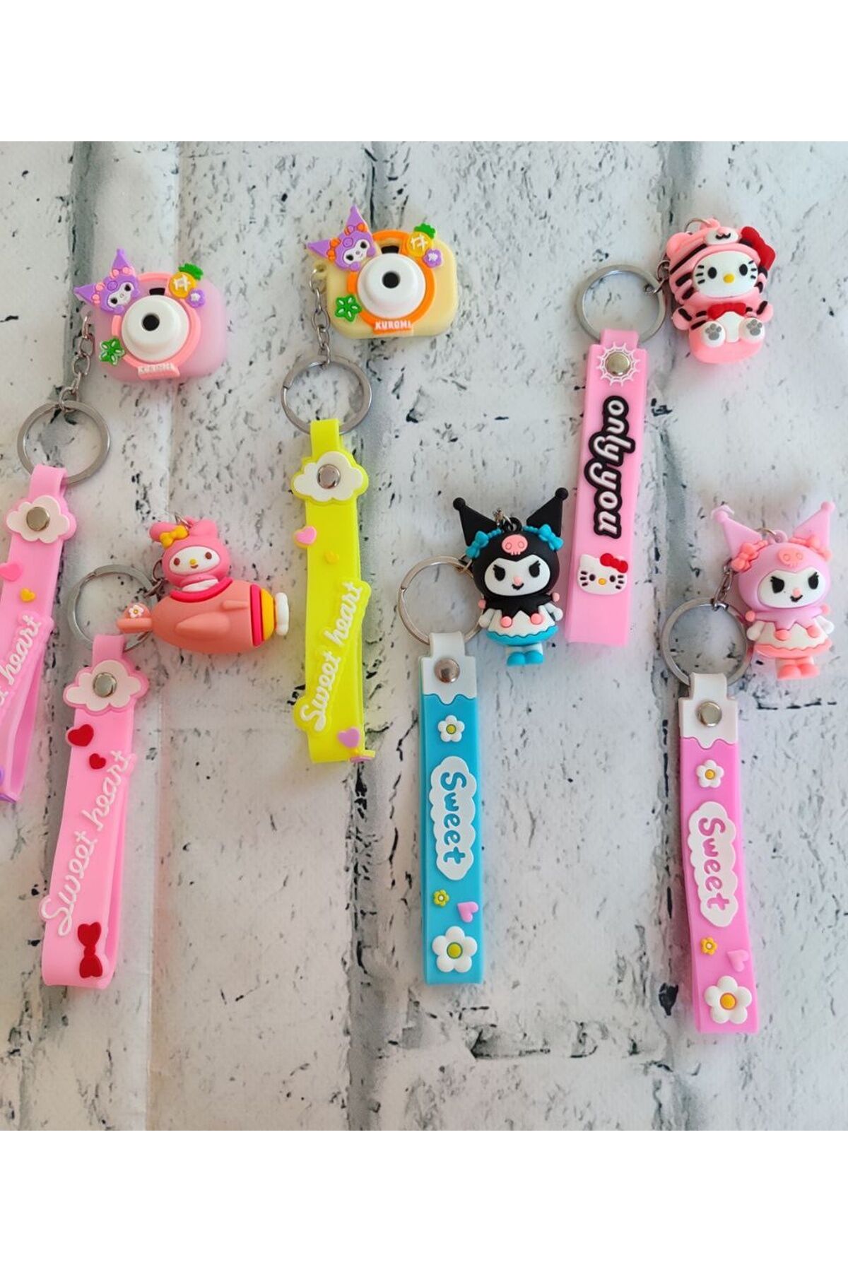 Kuromi MyMelody HelloKitty Silikon Anahtarlık 3D Silikon Anahtarlık Çanta Süsü 1 ADET