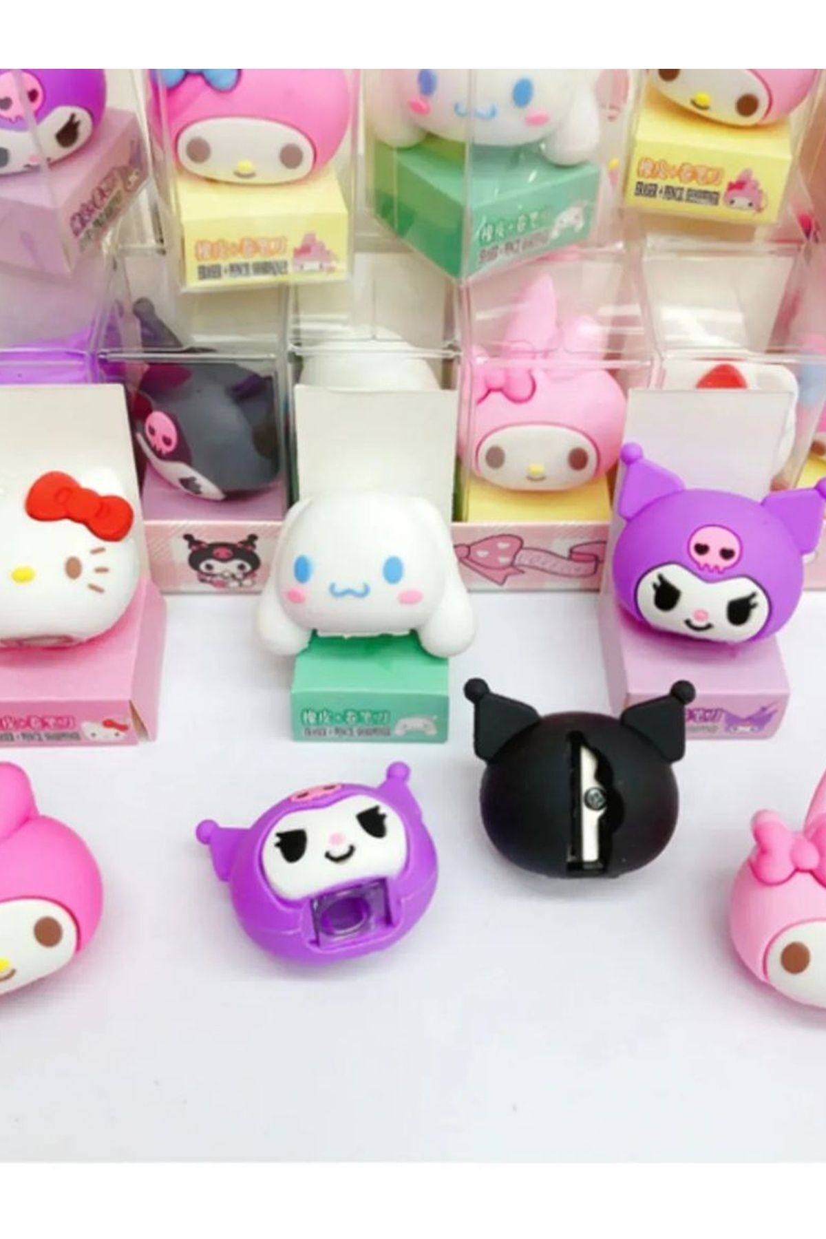 Silgili Kalemtraş Kuromi Mymelody Cinnamorol Hellokitty Kalemtraş 1 Adet