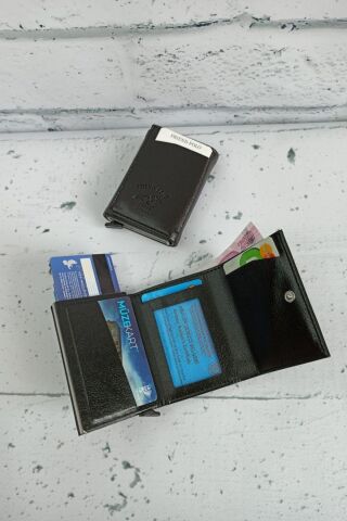 Alüminyum Mekanizmalı Cüzdan Kartlık Siyah - Tek Ebat