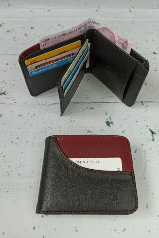 Ay Parçalı Erkek Cüzdan Klasik Cüzdan Bordo - Tek Ebat