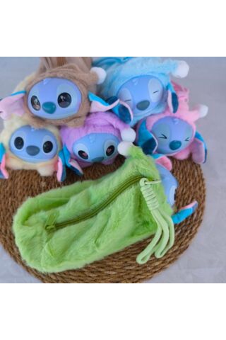 Stitch Peluş İpli Kalem Kutusu İthal Kalemlik 1 ADET Yeşil