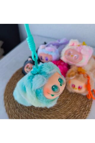 Labubu Peluş İpli Kalem Kutusu İthal Peluş Kalemlik 1 ADET Yeşil-Sarı