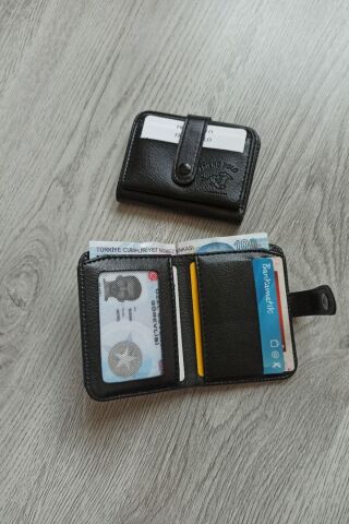 Çıtçıtlı Erkek-kadın Cüzdan Kartlık SİYAH - S