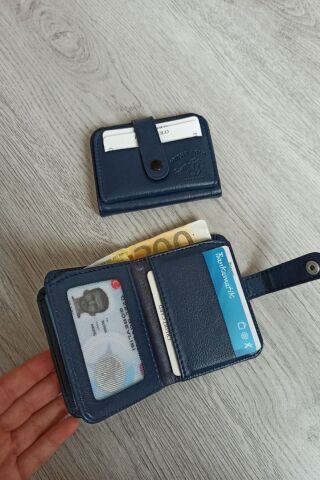 Çıtçıtlı Erkek-kadın Cüzdan Kartlık LACİVERT - S