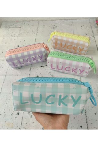 1 ADET LUCKY KALIN FERMUARLI KALEM KUTUSU KALEMLİK Mavi