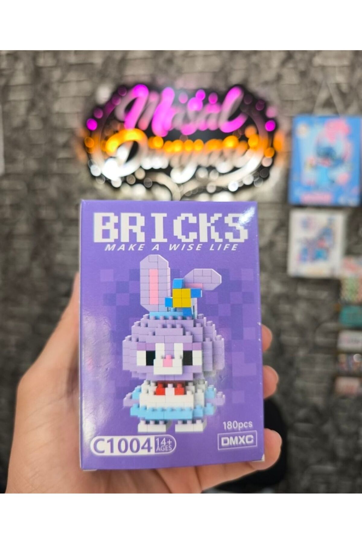 1 ADET Mor Tavşan Lego Bricks Yapı Oyuncak 200 Parça