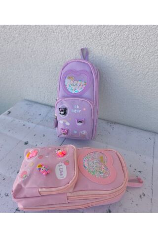 3 Fermuarlı 6 Gözlü Geniş Kuromi Mymelody Ithal Kalemlik 1 Adet Karışık1