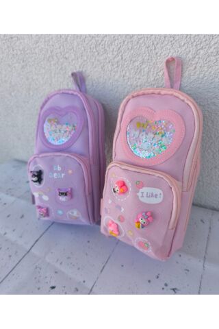 3 Fermuarlı 6 Gözlü Geniş Kuromi Mymelody Ithal Kalemlik 1 Adet Karışık1