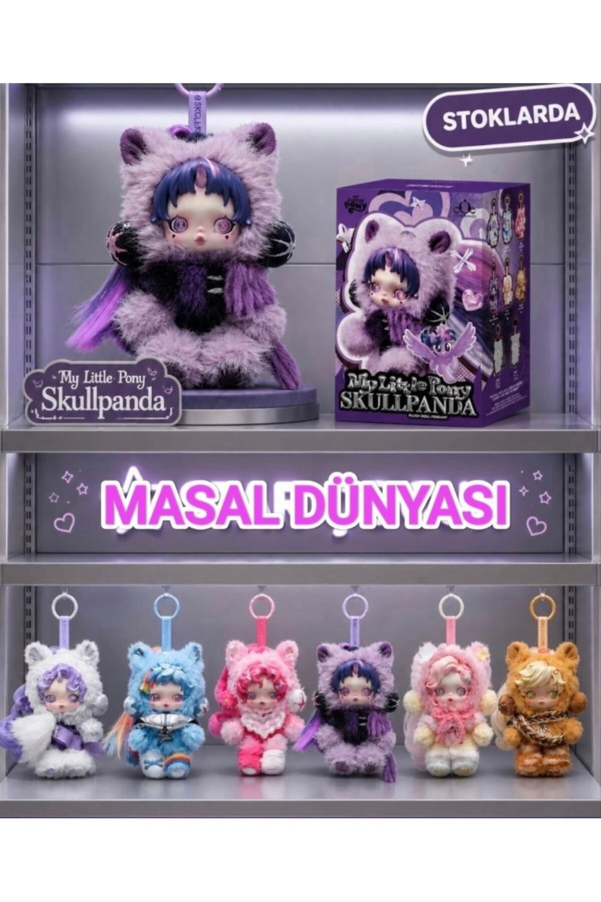 Popmart Skullpanda My Little Ponny Peluş Anahtarlık Charm 1 ADET Sürpriz