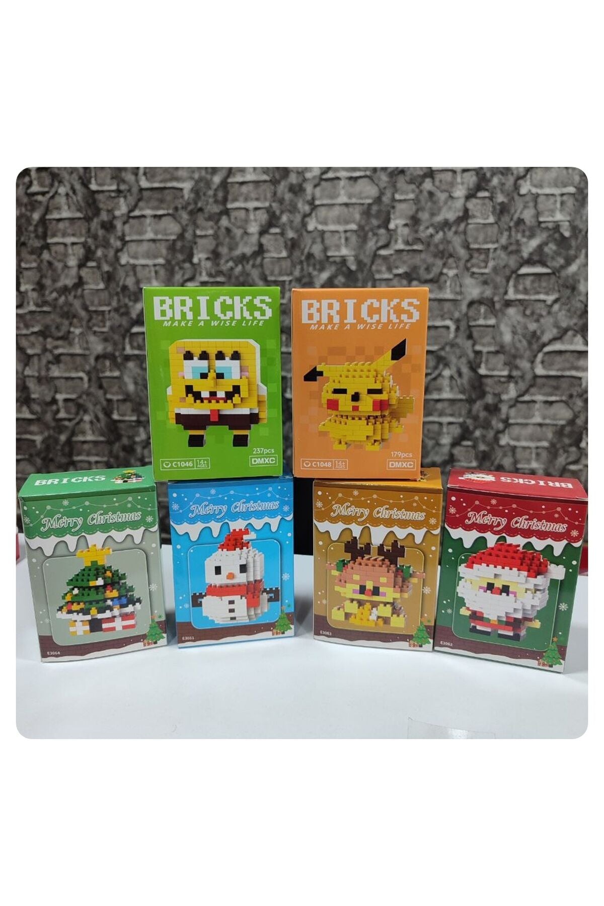1 ADET Bricks Yılbaşı Temalı,Capybara,Pikachu,Süngerbop Yapı Oyuncak