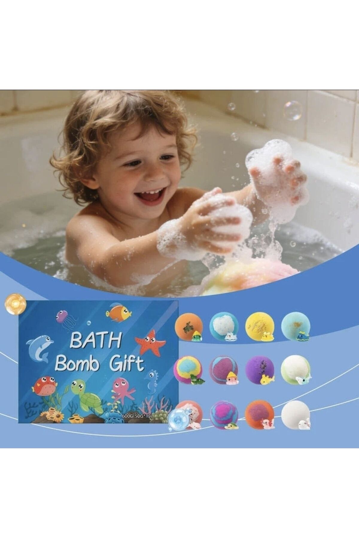 1 ADET Yuvarlak Oyuncaklı Suda Eriyen Banyo Topu