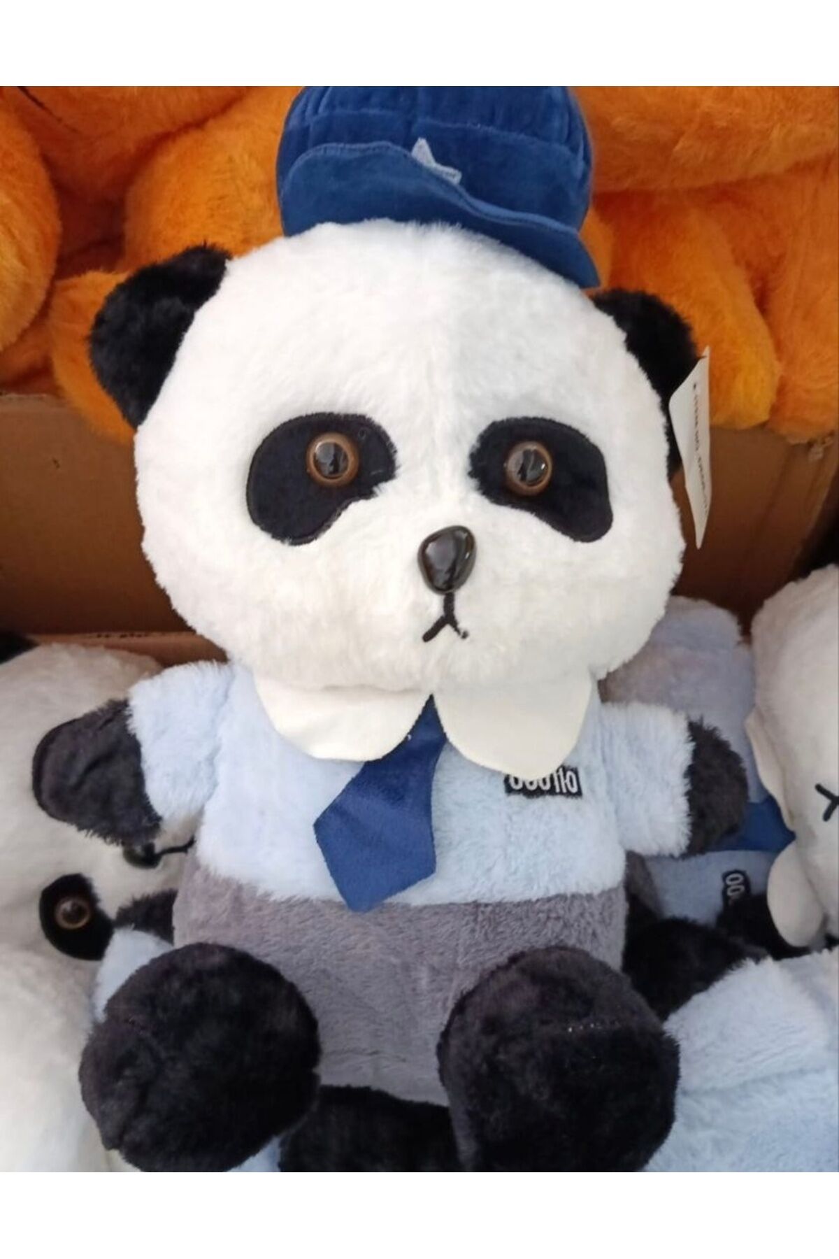 40 cm Şapkalı Kravatlı Panda Peluş Oyuncak 1 ADET