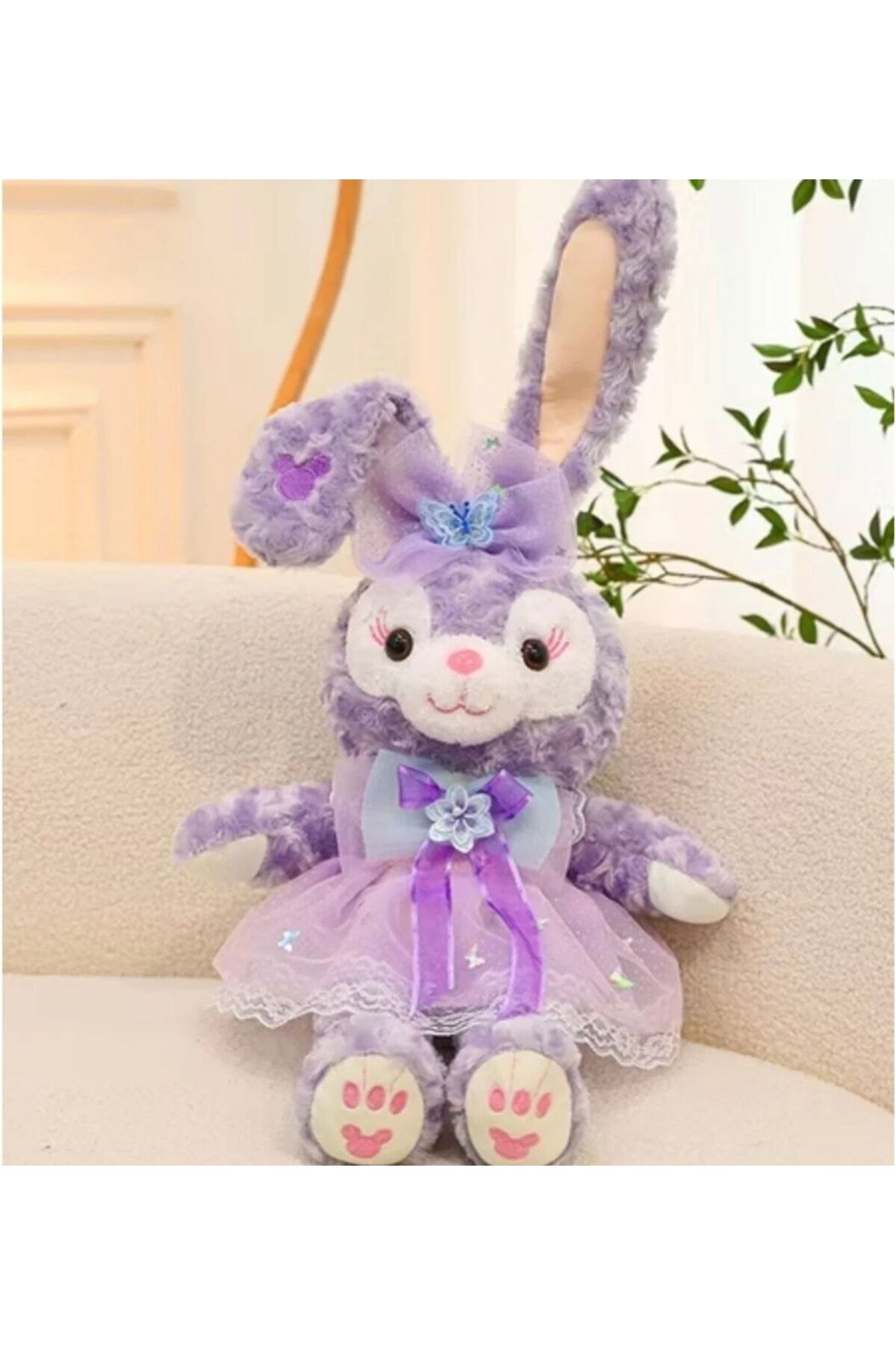 40 cm Elbiseli Mor Tavşan Peluş Oyuncak 1 ADET