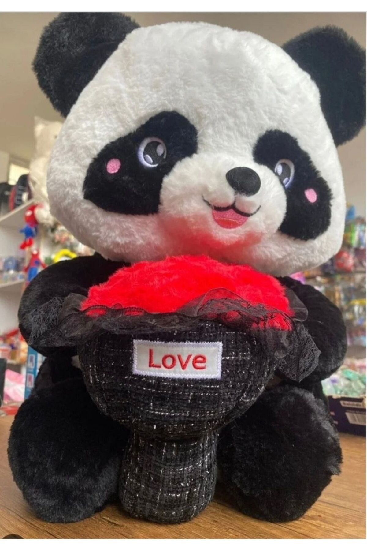 50 cm Gül Buketli Panda Peluş Oyuncak 1 ADET Büyük Boy