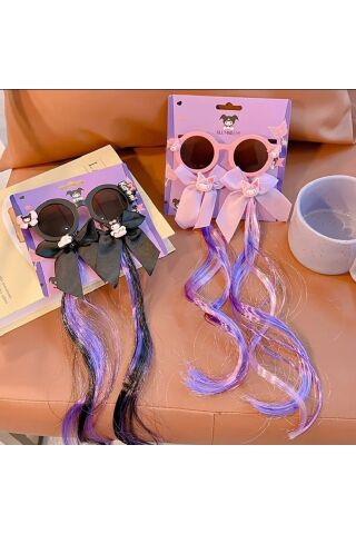 1 SET Kuromi Gözlük ve Toka Set UV400 Korumalı Güneş Gözlüğü Çok Renkli