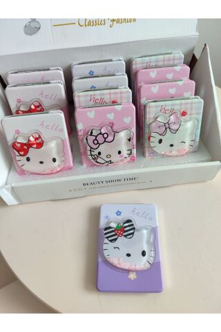 Hello Kitty Sulu Çanta Aynası Simli Ayna Makyaj Aynası Cep Ayna Katlanır Ayna 1 Adet Karışık10 - 8 x 7