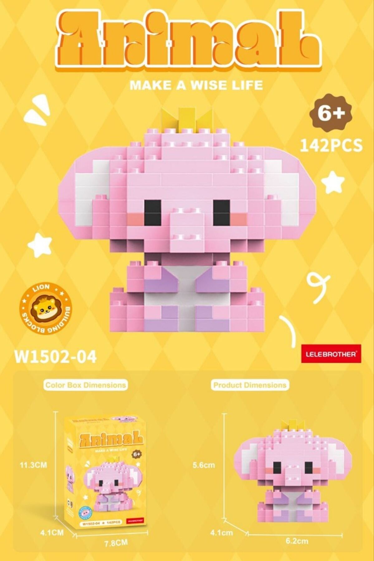 Pembe Fil Model Bricks Yapı Oyuncak 1 ADET