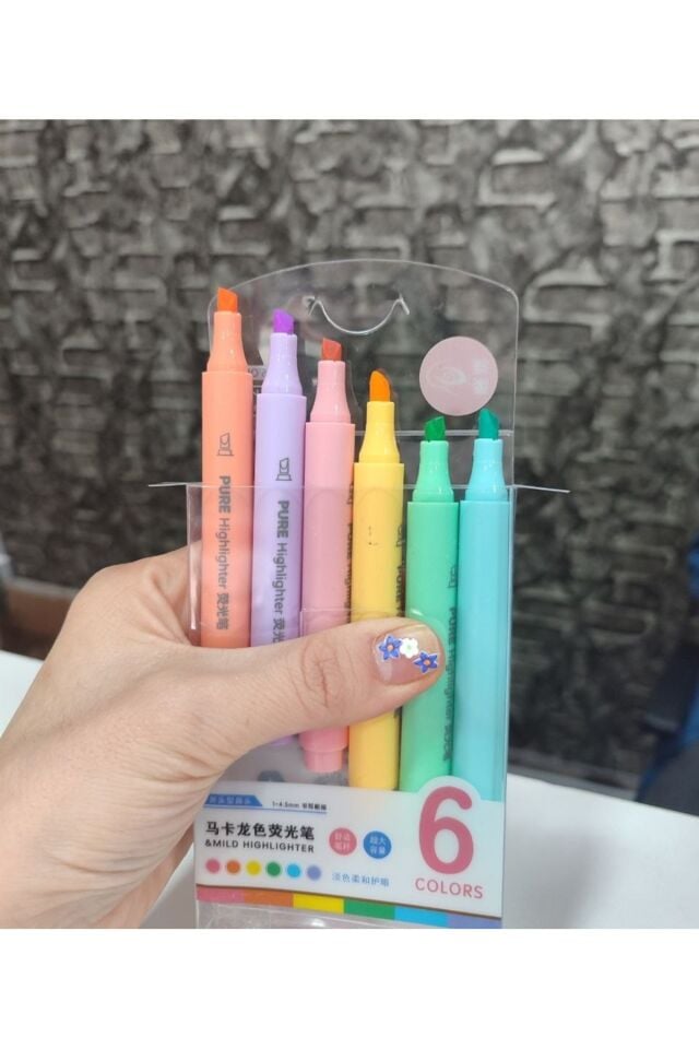 6 lı Pastel Renk Fosforlu Kalem 1 SET