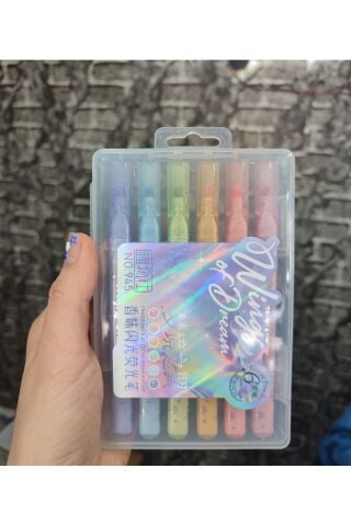 6 ADET Simli Kokulu Fosforlu Kalem 1 SET