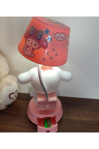 Abajur Model Sanrio Karakterli Masa Lambası Gece Lambası Kalemtraşlı Sticker Hediyeli 1 ADET Pembe - 20 x 8
