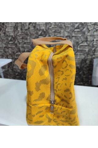 Leopar Desenli Kadife Isı Yalıtımlı Beslenme Çantası 23,5x21 cm