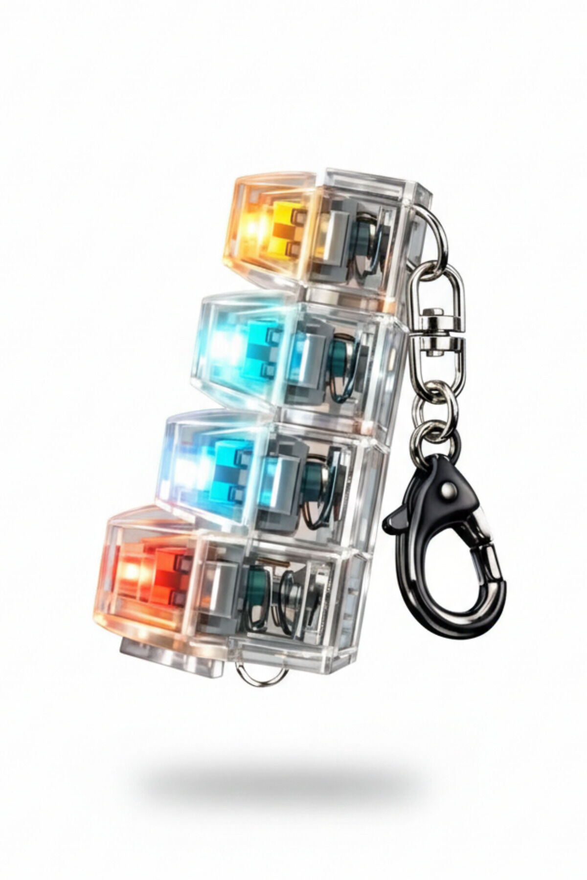 Işıklı Mekanik Klavye Tuşlu Stres Anahtarlığı Click Sesli RGB Fidget Toy KARISIK RENK GÖNDERİLİR