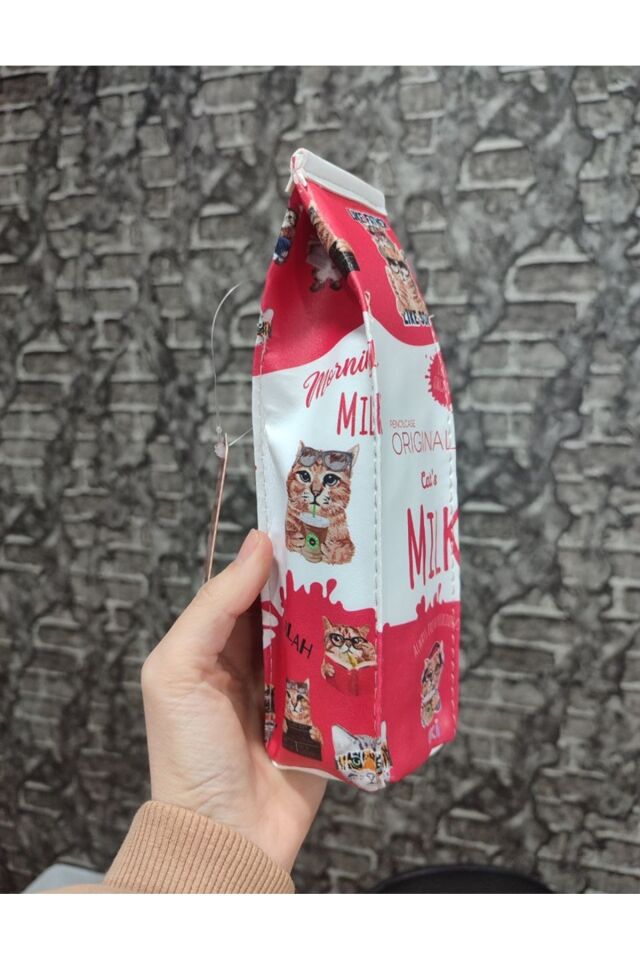 Kedili Süt Kutusu Model Kalem Kutusu Kalemlik 21,5x5,5 cm