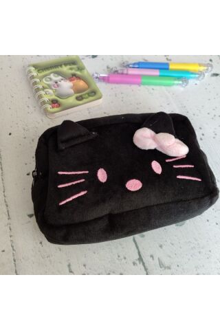 HelloKitty Peluş Kalemlik Sanrio Kalem Kutusu Fermuarlı İthal Kalemlik Siyah