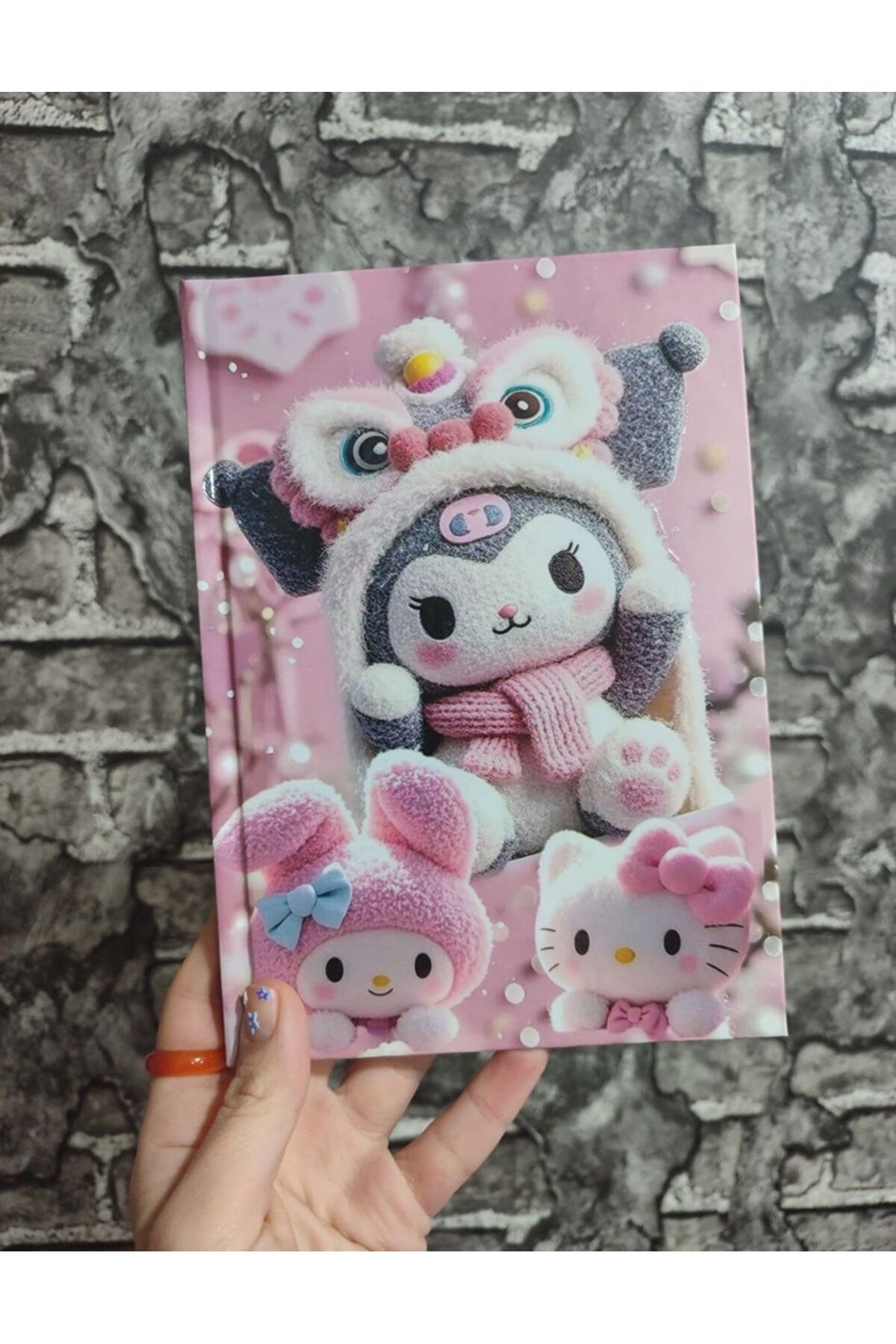 Sanrio Kuromi Sert Kapak Çizgili 80 Yaprak Defter A5 Boyutu
