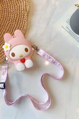 Minnie Mouse Unicorn Çilek Tavşan Batman Spiderman Gökkuşağı Çocuk Çantası Silikon Çanta Pembe-Kırmızı - Tek Ebat