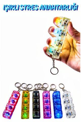 Işıklı Klavye Stres Giderici Anahtarlık Click Sesli Mini Fidget Keyboard LED Işıklı Stres Oyuncağı