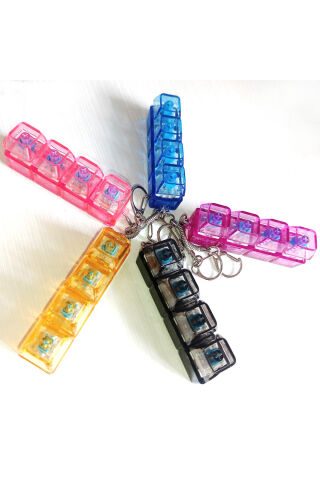 Işıklı Klavye Stres Giderici Anahtarlık Click Sesli Mini Fidget Keyboard LED Işıklı Stres Oyuncağı
