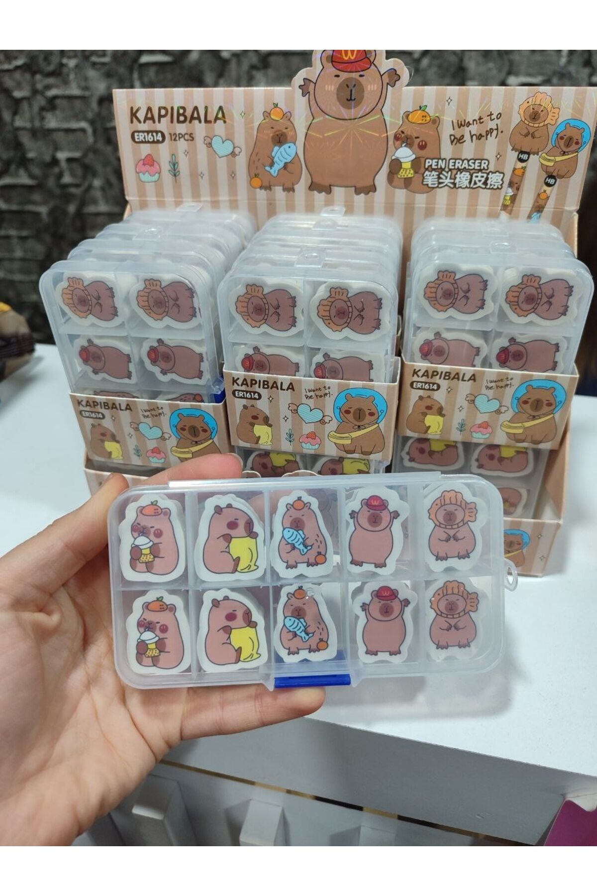 10 lu Capybara Paket Silgi & Kalem Başlıklı 2in1
