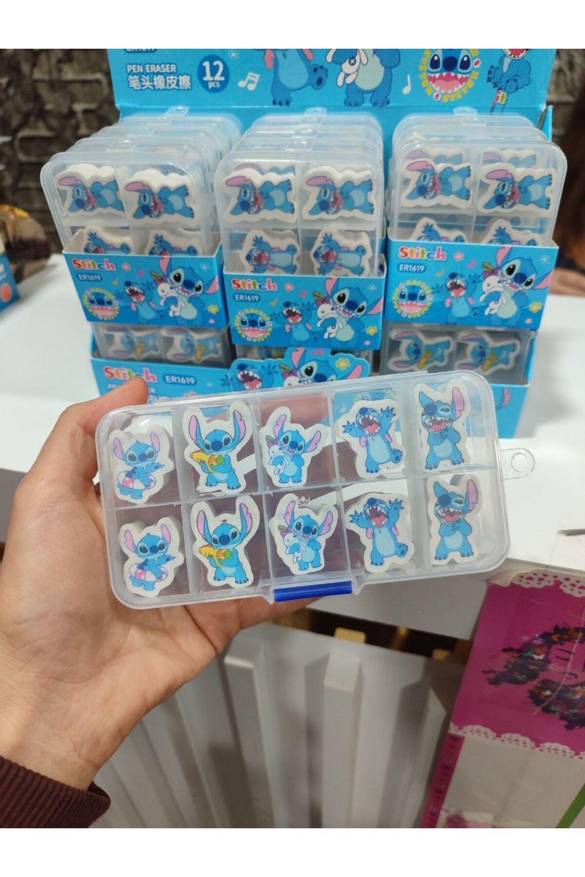 10 lu Stitch Paket Silgi Kalem Başlığı 2 in 1