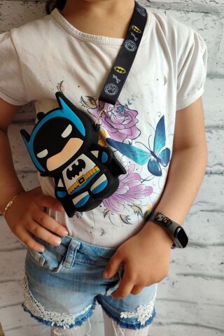 Minnie Mouse Unicorn Çilek Tavşan Batman Spiderman Gökkuşağı Çocuk Çantası Silikon Çanta Siyah-Mavi - Tek Ebat
