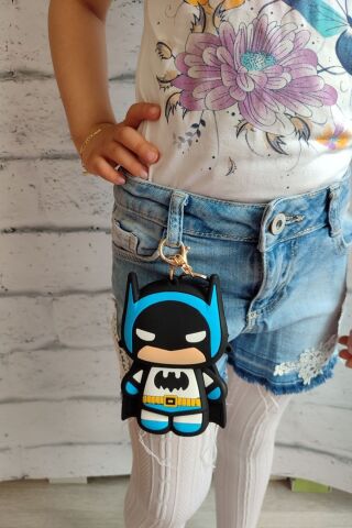 Minnie Mouse Unicorn Çilek Tavşan Batman Spiderman Gökkuşağı Çocuk Çantası Silikon Çanta Siyah-Mavi - Tek Ebat