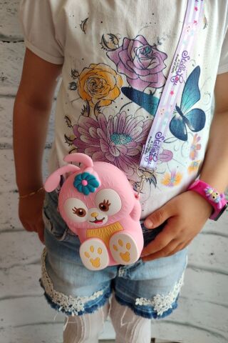 Minnie Mouse Unicorn Çilek Tavşan Batman Spiderman Gökkuşağı Çocuk Çantası Silikon Çanta Pembe-Beyaz - Tek Ebat