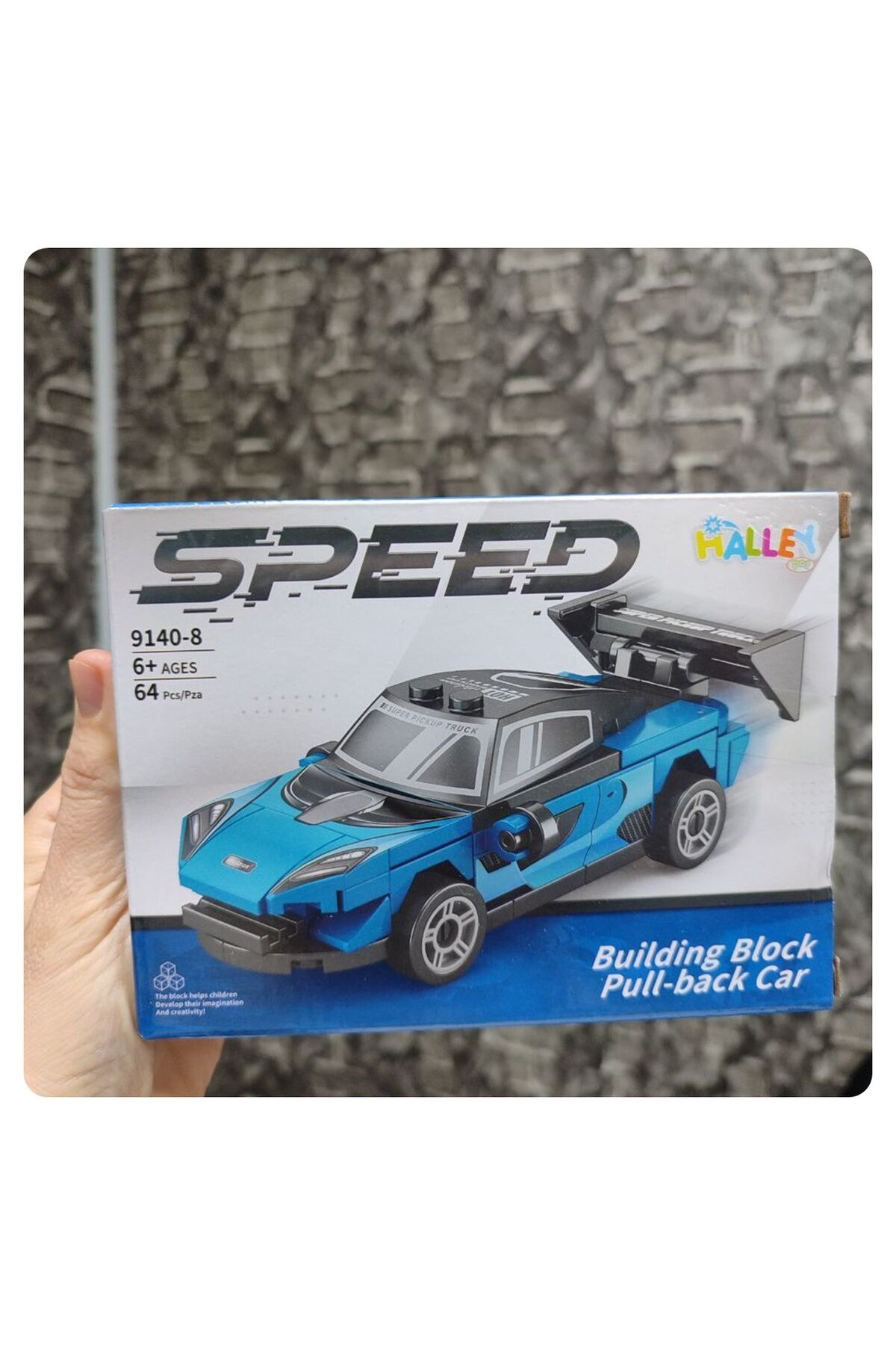 Speed Mavi Yarış Arabası Yapı Oyuncak Çek Bırak Mekanizmalı